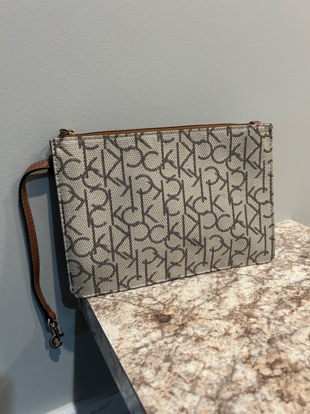 Calvin Klein Brown and Ivory Signature Logo Tote - Picture 11 of 11
